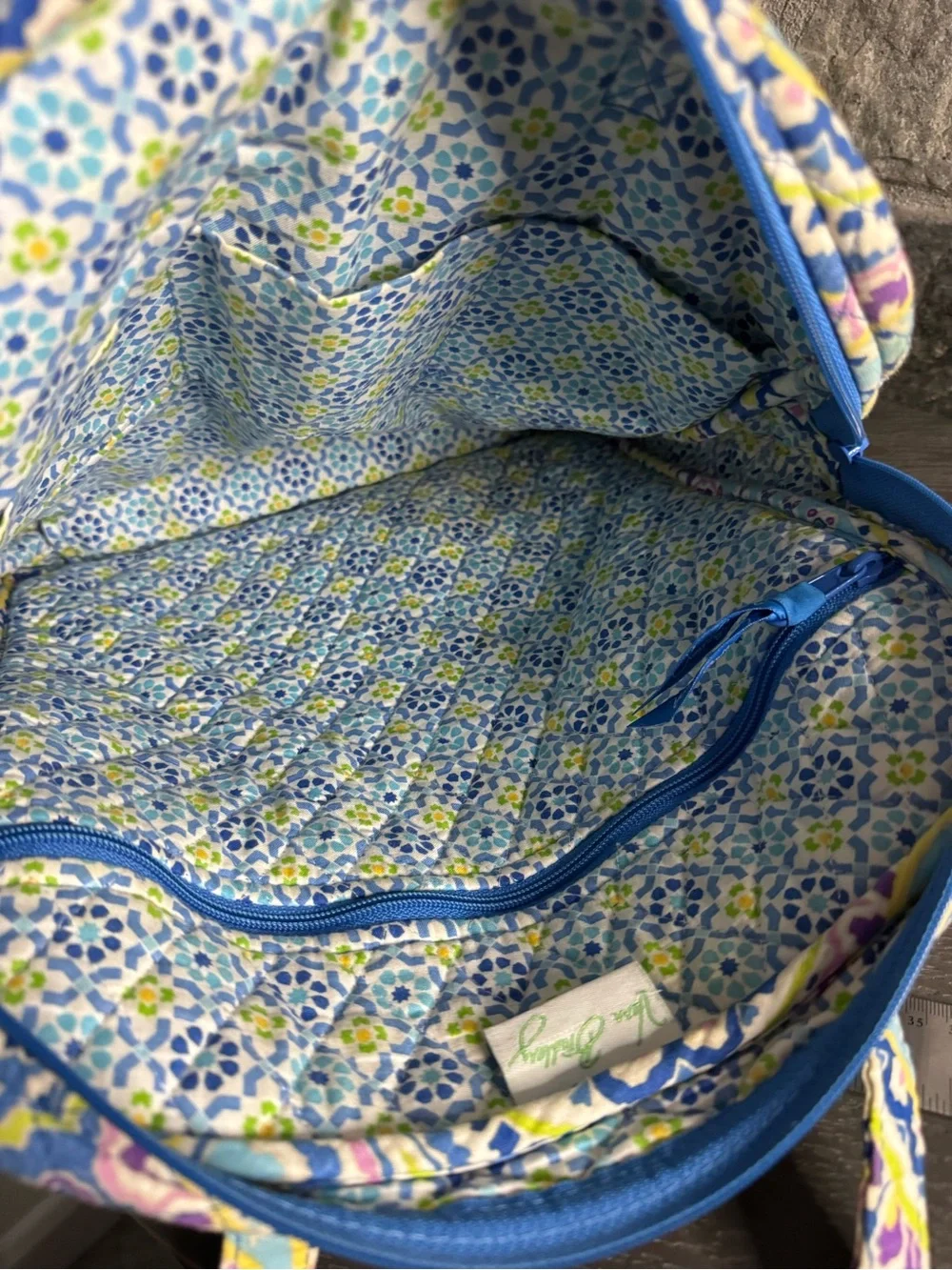 Quilted Paisley Tote Bag - Blue, Green & Pink